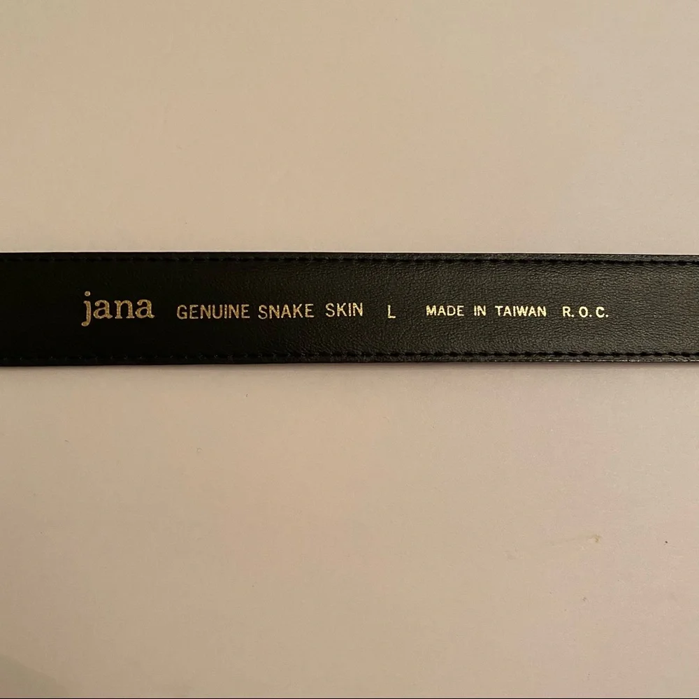 JANA BELT BLACK SNAKESKIN GOLD BUCKLE ACCESSORY Size L